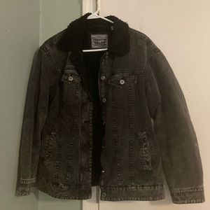 Levi black washed denim trucker jacket